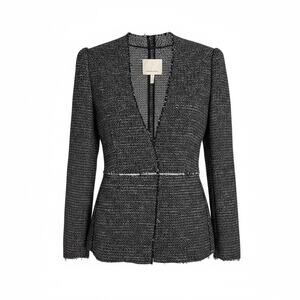 Rebecca Taylor Stretch Tweed Blazer Black 6